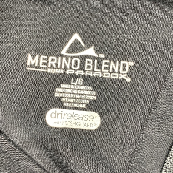 Paradox Merino Wool Blend Long Sleeve 1/4 Zip Shirt Black Size Large - Picture 4 of 9